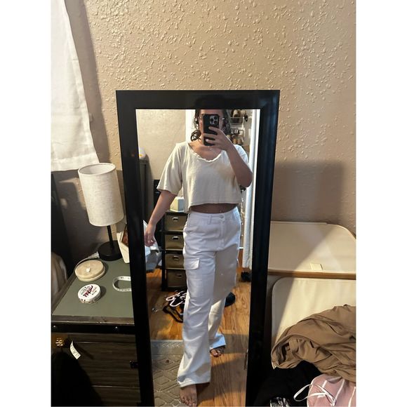 Gymshark Towel Tee Oversized Crop Top Beige Medium - Picture 4 of 8